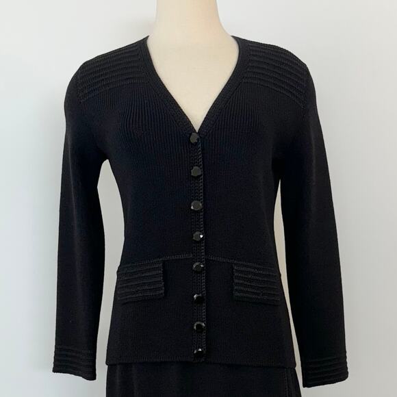 St. John Vintage Santana Knit SET Blazer and Skirt Suit Black | Fits like M - Picture 2 of 15